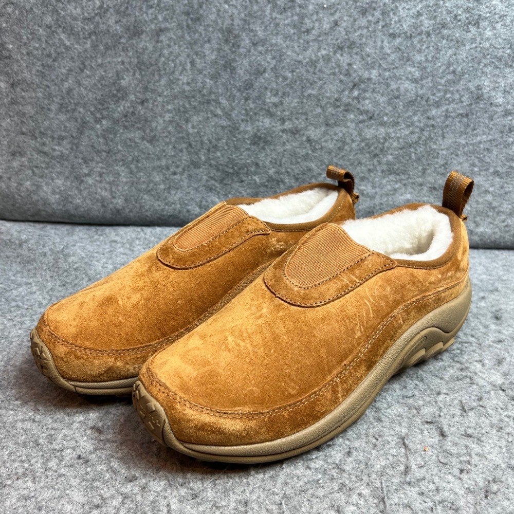 Merrell Encore Ice 4 Suede Sherling Lined Slip On Clogs Tobacco Brown Womens 7